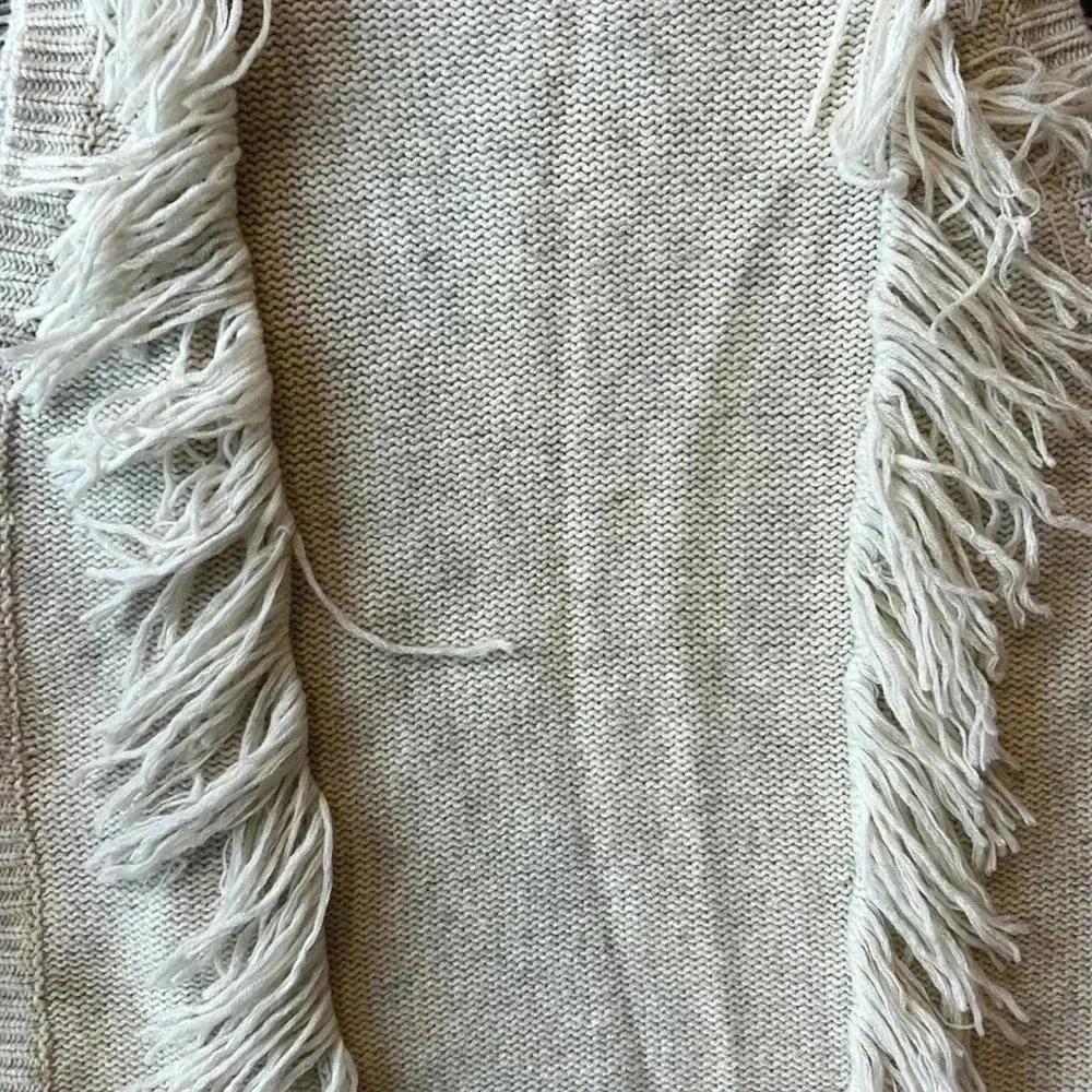 Intermix Sweater White Short Sleeve Wool and Cashmere Fringe Size Extra Small - Picture 9 of 9